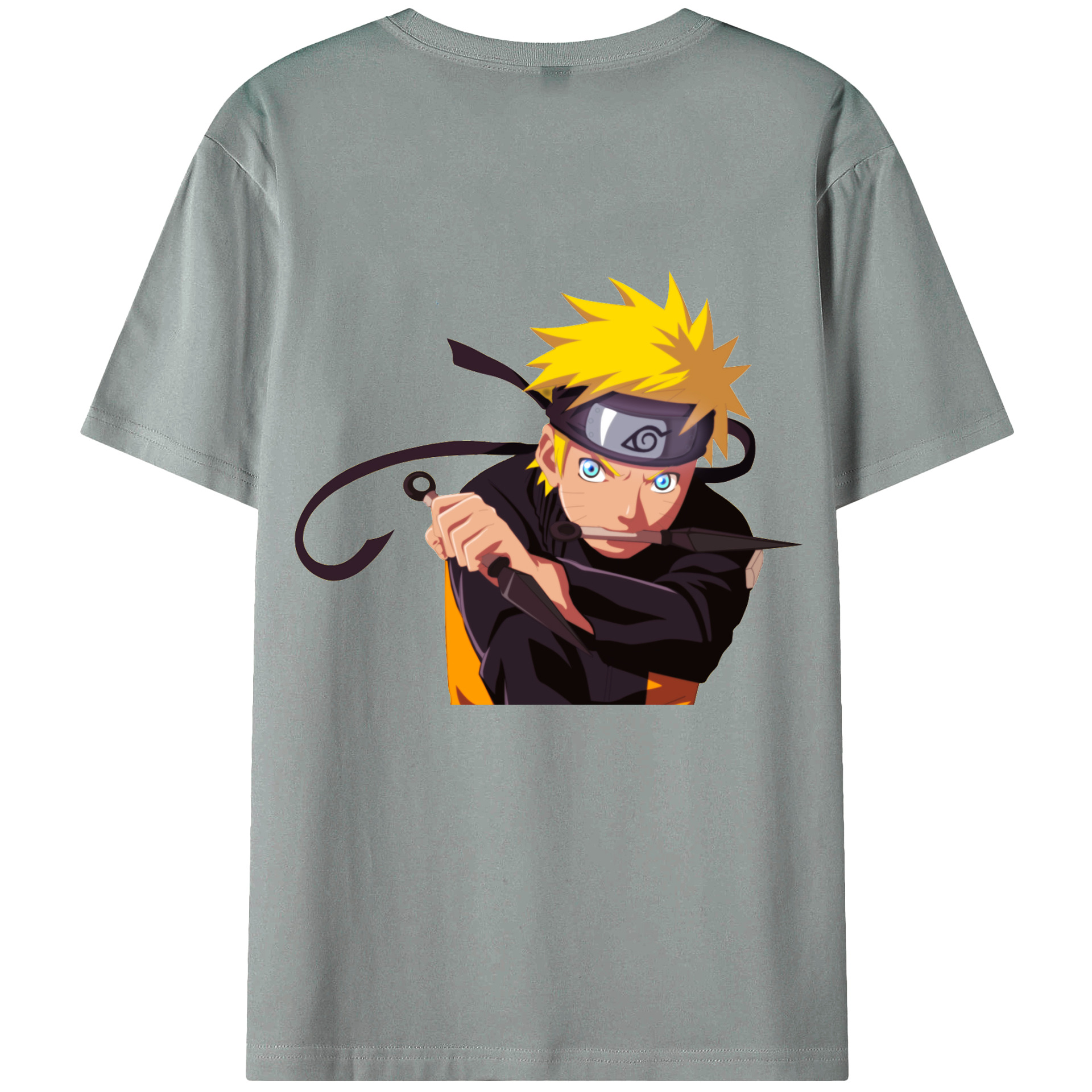 （画像用） NARUTO -ナルト- うずまき ナルト Uzumaki Naruto 綿100％ メンズ半袖Tシャツ（バックプリント） 通気性